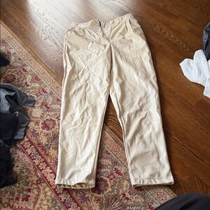 Beige leather pants